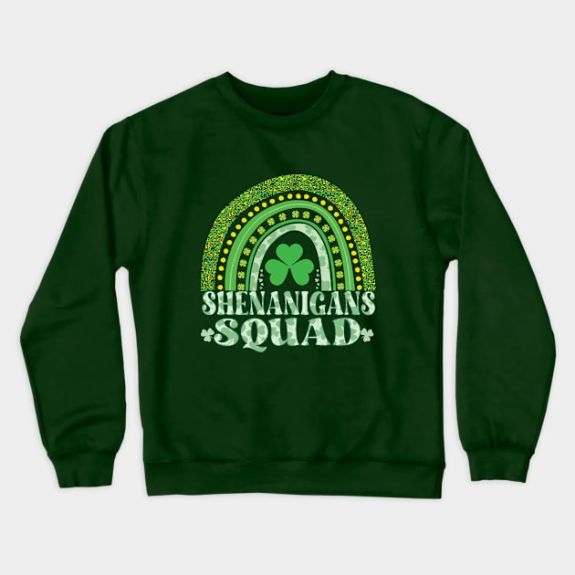 Shenanigans Squad - Retro Rainbow St Patricks Day Crewneck Sweatshirt by Gtrx20